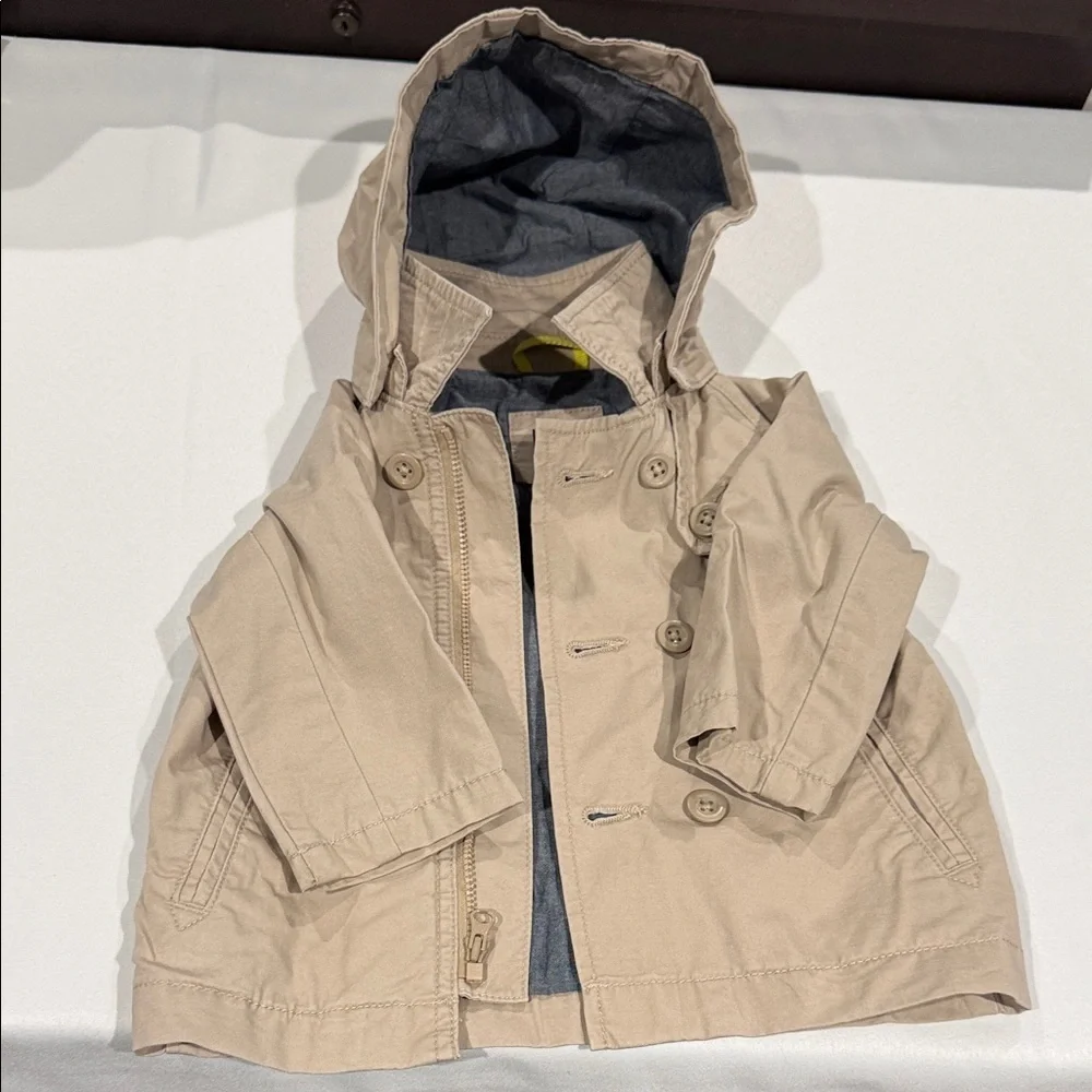 GAP Kids Beige Hooded Raincoat. Size 12-18 months.